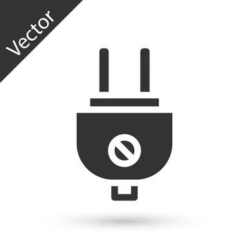 Grey Electric plug icon isolated on white background. Concept of connection and Illustrazione stock
