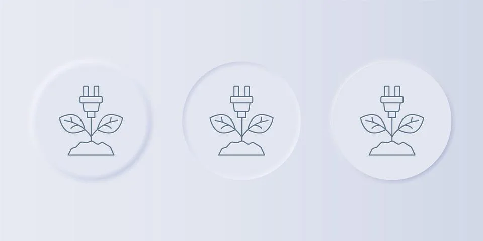 Grey Electric saving plug in leaf icon isolated on grey background. Save en.. Stock Illustration