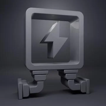 Grey Electric transformer icon isolated on grey background. Minimalism conc.. Stock Illustration