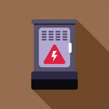 Grey electrical cabinet with high voltage sign showing potential danger Illustrazione stock