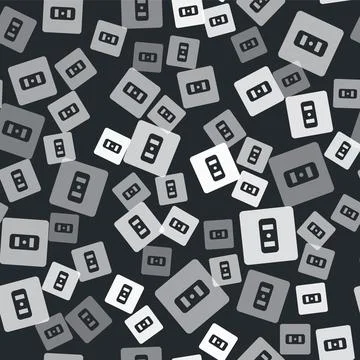 Grey Electrical outlet icon isolated seamless pattern on black background. Power 스톡 일러스트