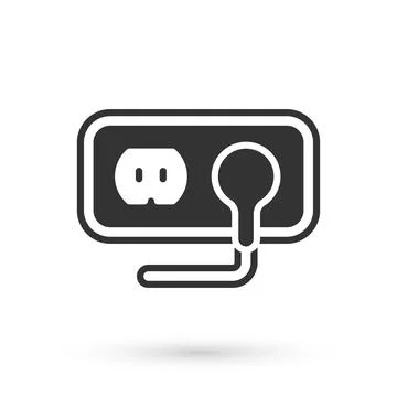 Grey Electrical outlet icon isolated on white background. Power socket. Rosette Illustrazione stock