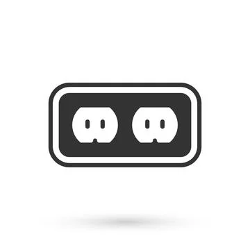 Grey Electrical outlet icon isolated on white background. Power socket. Rosette Stock Illustration