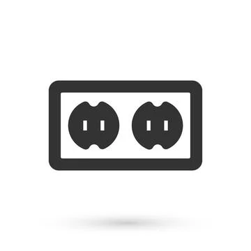 Grey Electrical outlet icon isolated on white background. Power socket. Rosette 스톡 일러스트