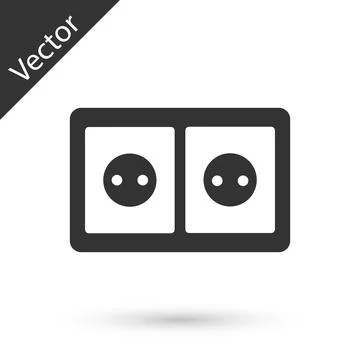 Grey Electrical outlet icon isolated on white background. Power socket. Ros.. 스톡 일러스트