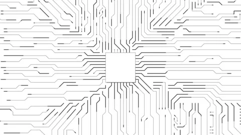 A grey electronic circuit board featuring a rectangular pattern in the center Stock-Footage 267458214