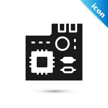 Grey Electronic computer components motherboard digital chip integrated science イラスト素材