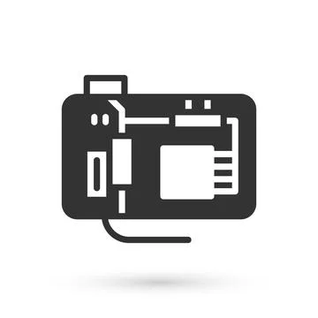 Grey Electronic computer components motherboard digital chip integrated science Illustrazione stock