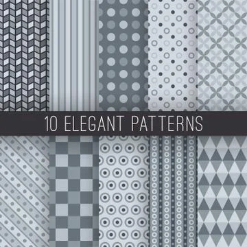 Grey elegant seamless patterns. vector illustration Stock Illustration