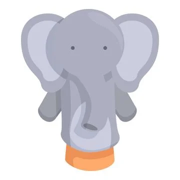 Grey elephant hand puppet icon cartoon vector. Toy play Stock Illustration