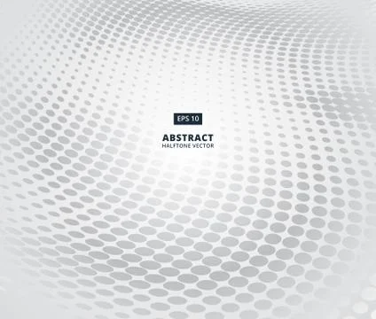 Grey ellipse halftone pattern in perspective on white background for abstract Stock Illustration