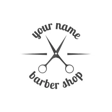 Grey emblem for barber shop, vector illustration. Stock Illustration