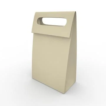 Grey empty bag with handle on white background Stock Illustration