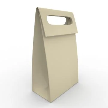 Grey empty bag with handle on white background Stock Illustration