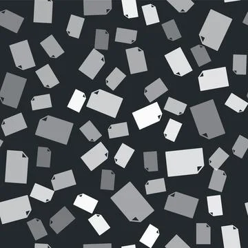 Grey Empty document icon isolated seamless pattern on black background. Check Stock Illustration
