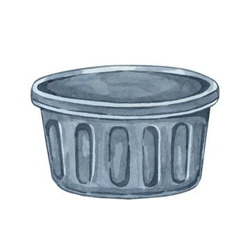 Grey empty trash bin or plastic laundry bucket. Household Cleaning utensil Illustrazione stock