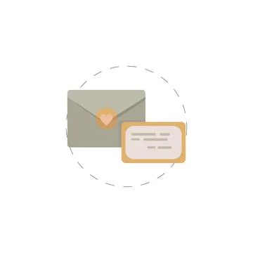 Grey envelope. In the envelope is a card with invitation. Illustration of a l Stock Illustration