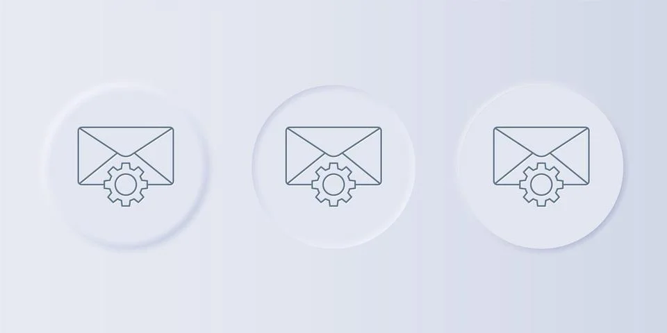 Grey Envelope setting icon isolated on grey background. Set icons in square.. Stock Illustration