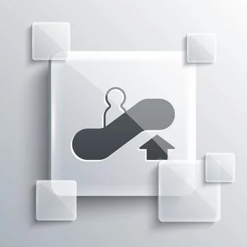 Grey Escalator up icon isolated on grey background. Square glass panels. Vector Stock Illustration
