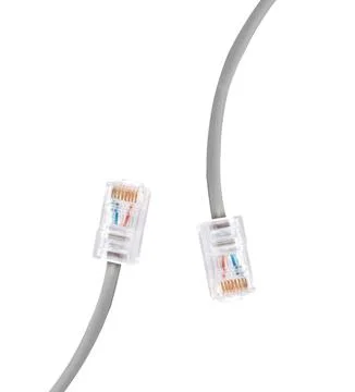 Grey ethernet network cables plug isolated Stock Photos