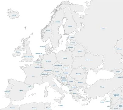 Grey Europe map Stock Illustration