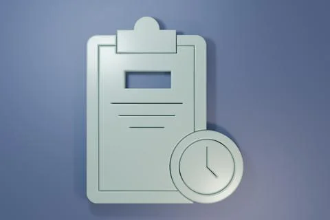 Grey Exam sheet with clock icon isolated on purple-blue background. Test pa.. Foto stock