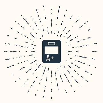 Grey Exam sheet with A plus grade icon isolated on beige background. Test p.. Ilustração Stock