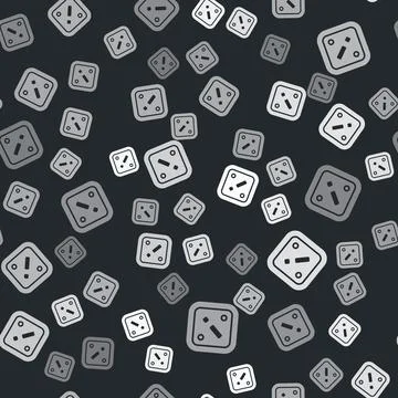 Grey Exclamation mark in triangle icon isolated seamless pattern on black bac Illustrazione stock