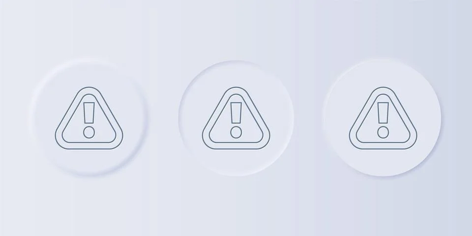 Grey Exclamation mark in triangle icon isolated on grey background. Hazard .. イラスト素材
