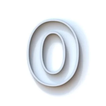 Grey extruded outlined font with shadow Number 0 ZERO 3D Illustrazione stock