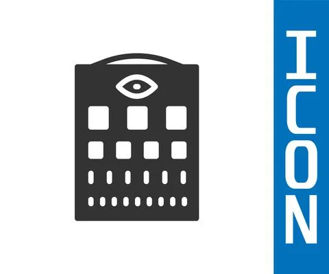 Grey Eye test chart icon isolated on white background. Poster for vision testing Stock Illustration