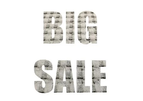 Grey fabric seamless pattern. Shot through cut-out silhouette the word BIG SA Illustrazione stock