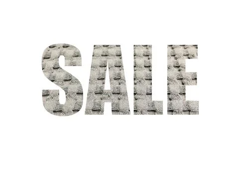 Grey fabric seamless pattern. Shot through cut-out silhouette of the word SAL Illustrazione stock
