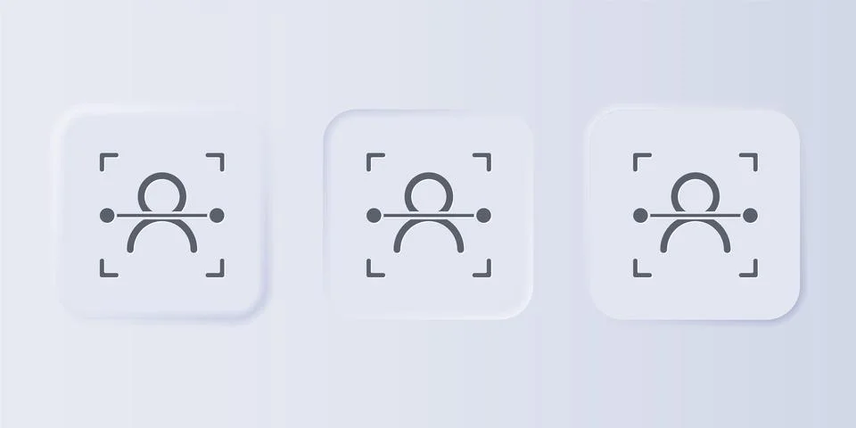 Grey Face recognition icon isolated on grey background. Face identification.. Illustrazione stock