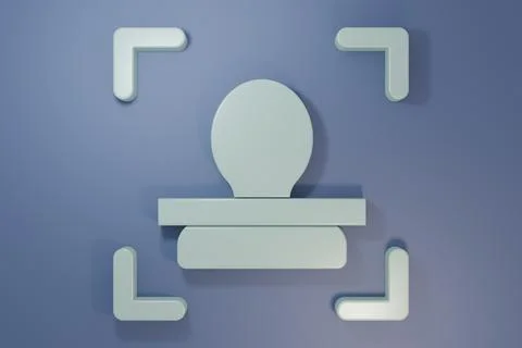 Grey Face recognition icon isolated on purple-blue background. Face identif.. Stock Photos