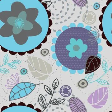 Grey Fancy Circles Seamless Vector Stock Illustration