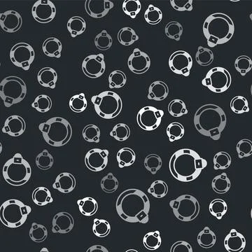 Grey Fantasy magic stone ring with gem icon isolated seamless pattern on bl.. Stock Illustration