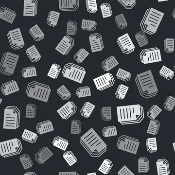 Grey File document icon isolated seamless pattern on black background. Checklist Stock Illustration