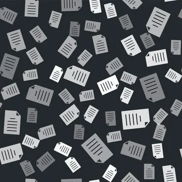 Grey File document icon isolated seamless pattern on black background. Checklist Illustrazione stock