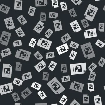 Grey File document with illustration icon isolated seamless pattern on black イラスト素材