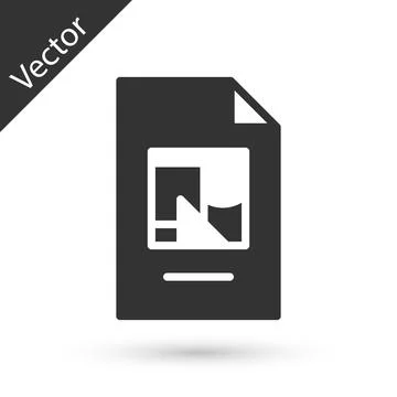Grey File document with illustration icon isolated on white background. Che.. Illustrazione stock