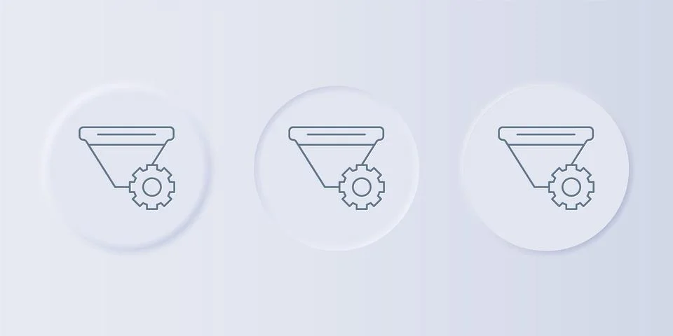 Grey Filter setting icon isolated on grey background. Set icons in square b.. Illustration