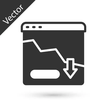 Grey Financial growth decrease icon isolated on white background. Increasing Stock Illustration