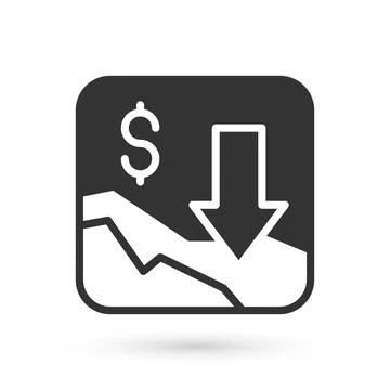 Grey Financial growth decrease icon isolated on white background. Increasin.. Stock Illustration