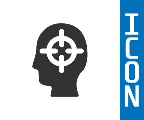 Grey Finding a problem in psychology icon isolated on white background. Vector Stock Illustration