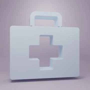 Grey First aid kit icon isolated on purple background. Medical box with cro.. Stock Illustration