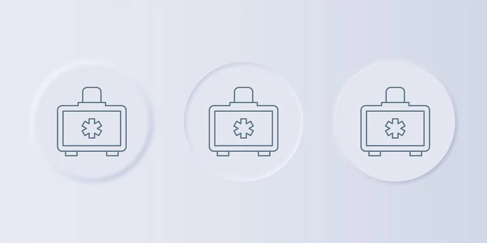 Grey First aid kit icon isolated on grey background. Medical box with cross.. Illustrazione stock