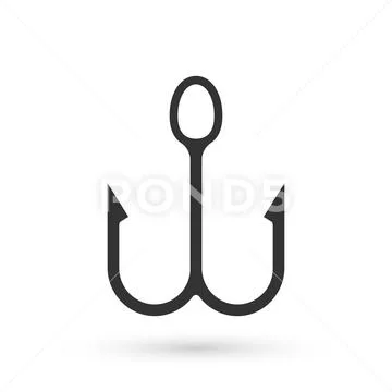 Grey Fishing hook icon isolated on white background. Fishing tackle. Vector  ~ Clip Art #160593079