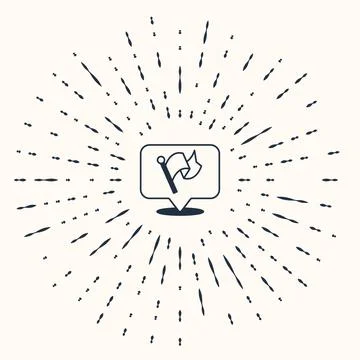 Grey Flag icon isolated on beige background. Victory, winning and conquer Stock Illustration
