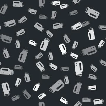 Grey Flashlight for diver icon isolated seamless pattern on black background イラスト素材